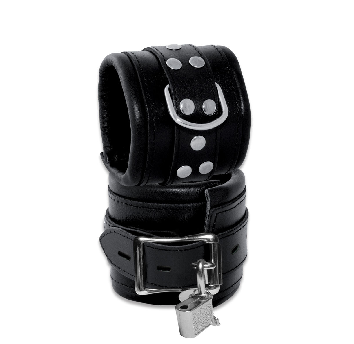 High Quality - Leder Handfessel Schwarz abschließbar