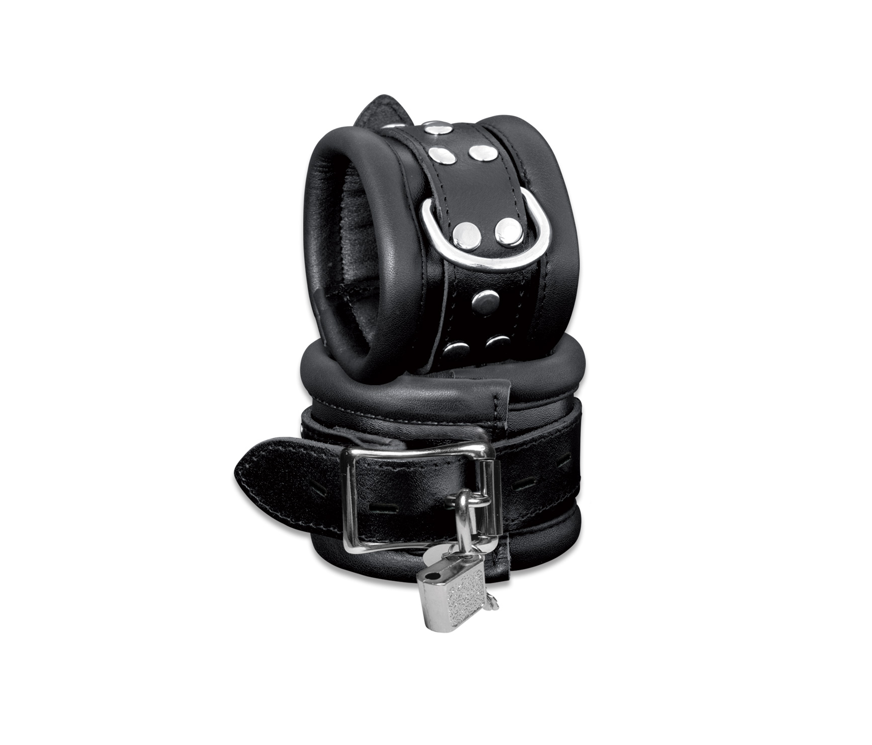 High Quality - Leder Handfessel Schwarz abschließbar